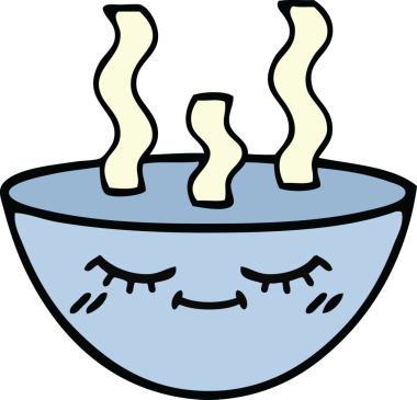 Bir insan tarafından çizilmiş sıcak çorba karikatürü.