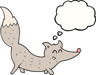 Serbest çizim düşünce balonu çizgi filmi küçük kurt bir insan tarafından çizilmiş.