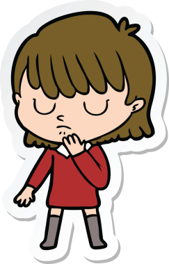 Bir insan tarafından çizilmiş bir karikatür kadının çıkartması.