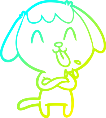 Bir insan tarafından çizilmiş şirin bir çizgi köpeğin soğuk gradyan çizgisi.