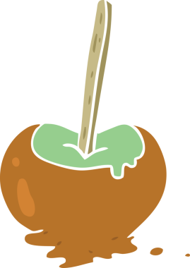 Bir insan tarafından çizilmiş düz renkli karikatür elma şekeri.