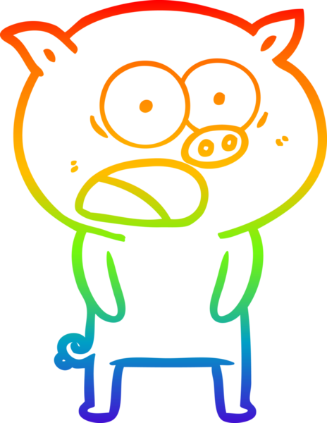 Gökkuşağı gradyan çizimi Bir insan tarafından çizilen bağıran domuz çizgi filmi