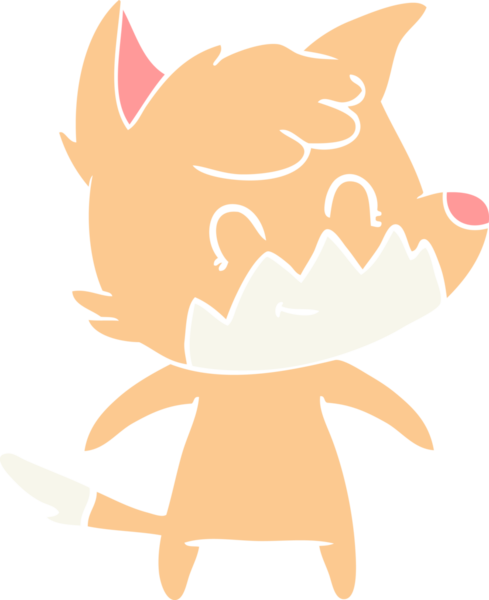 Bir insan tarafından çizilmiş düz renkli çizgi film dost tilkisi.