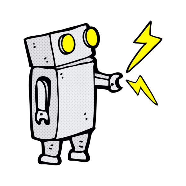 Bir insan tarafından çizilmiş küçük robot.