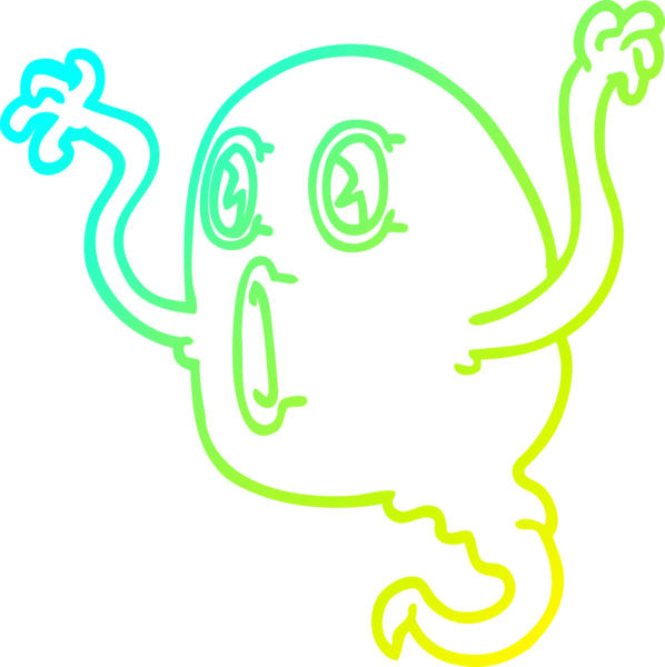 Bir insan tarafından çizilmiş ürkütücü bir çizgi film hayaletinin soğuk gradyan çizimi