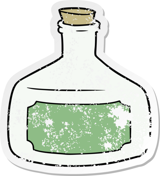 Bir insan tarafından çizilmiş eski bir şişe karikatürü.