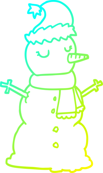 Bir insan tarafından çizilmiş bir kardan adamın soğuk çizgi çizimi