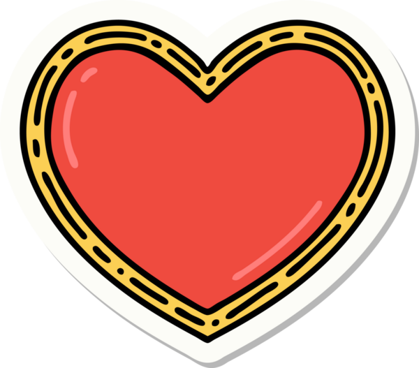 Bir insan tarafından çizilmiş geleneksel bir kalp şeklinde dövme çıkartması.