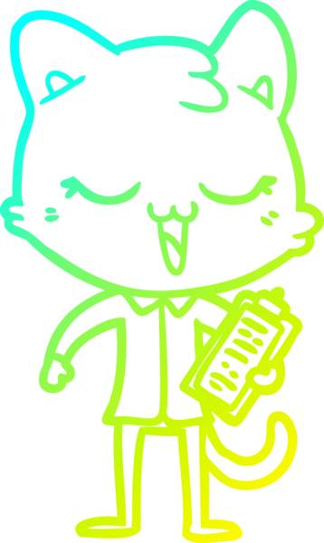 Bir insan tarafından çizilen çizgi film kedisinin soğuk gradyan çizgisi.