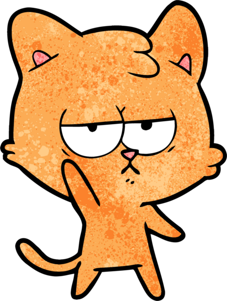 Bir insan tarafından çizilmiş sıkıcı çizgi film kedisi.