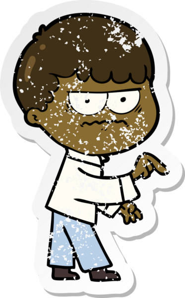 Bir insan tarafından çizilmiş sıkıntılı bir karikatür çıkartması.