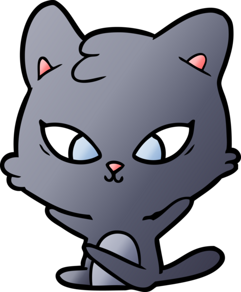 Bir insan tarafından çizilmiş sevimli çizgi film kedisi.