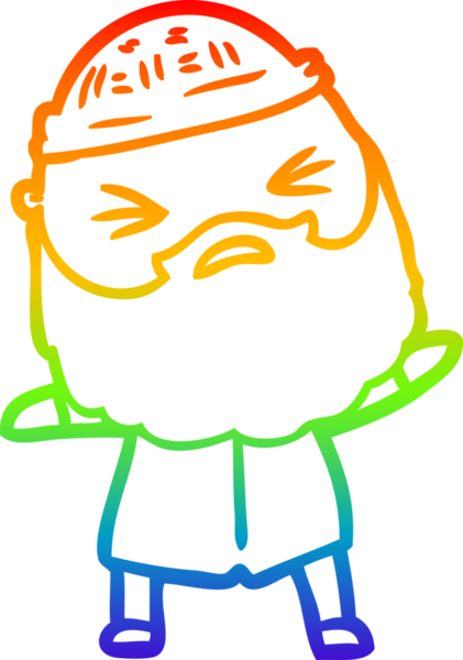 Bir insan tarafından çizilmiş sakallı bir karikatür çizimi.