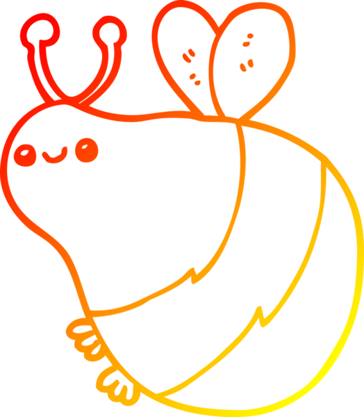 Bir insan tarafından çizilmiş karikatür arısının sıcak çizgi çizimi