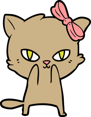 Bir insan tarafından çizilmiş sevimli çizgi film kedisi.