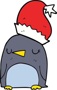 Bir insan tarafından çizilmiş şirin bir Noel pengueni.