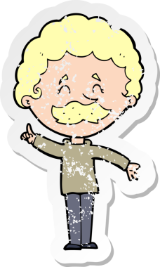 İnsan tarafından çizilmiş bir fikri olan karikatürcü bir adamın gerilimli çıkartması.