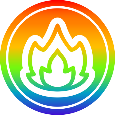 Bir insan tarafından çizilmiş gökkuşağı gradyan basit alev dairesel simgesi