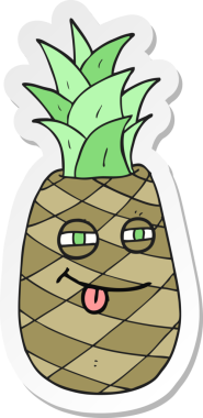 Bir insan tarafından çizilmiş bir ananasın çıkartması.