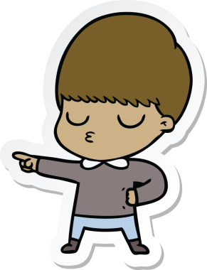 Bir insan tarafından çizilmiş sakin bir çocuğun çıkartması.