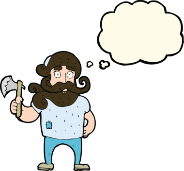 Bir insan tarafından çizilmiş baltalı bir oduncu.