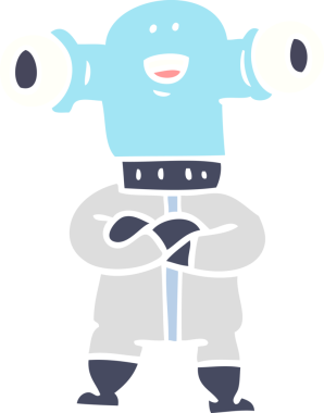 Bir insan tarafından çizilmiş düz renkli çizgi film uzaylısı.