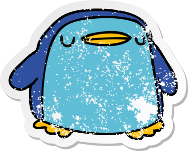 Bir insan tarafından çizilmiş sevimli bir penguenin depresif bir karikatür çizimi.