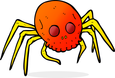 Bir insan tarafından çizilmiş ürkütücü kafatası örümceği.