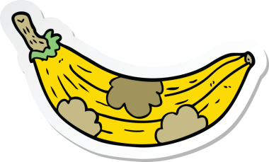 Bir insan tarafından çizilmiş eski bir muzun çıkartması.