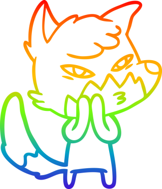 gökkuşağı gradyanı çizimi bir insan tarafından çizilmiş akıllı bir tilki çizgi filmi