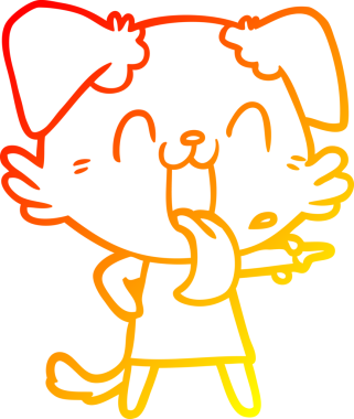 Bir insan tarafından çizilmiş, nefes nefese bir köpeğin sıcak çizgi çizimi.