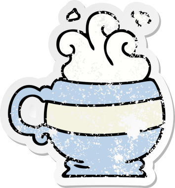 Bir insan tarafından çizilmiş garip bir el çizimi sıcak içecek.