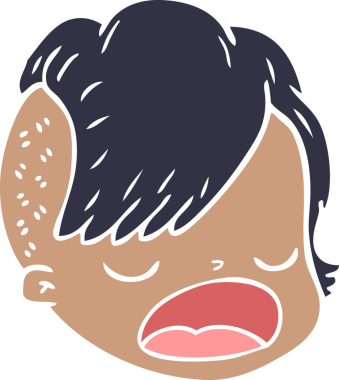 Bir insan tarafından çizilmiş düz renk çizgi film kadın yüzü