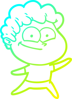 Bir insan tarafından çizilmiş mutlu bir adamın soğuk çizgi çizimi.