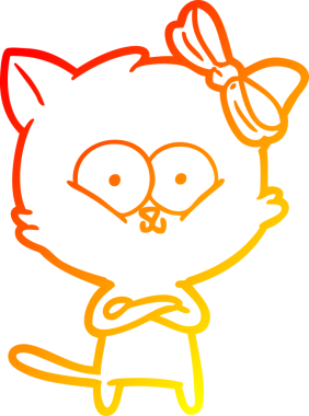 Bir insan tarafından çizilmiş çizgi film kedisinin sıcak çizgi çizimi