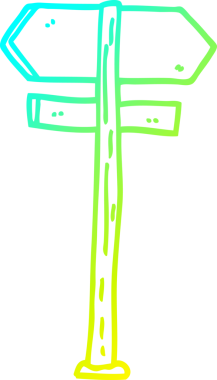 Soğuk gradyan çizgi çizimi bir insan tarafından çizilmiş yön tabelaları