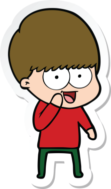 Bir insan tarafından çizilmiş mutlu bir çizgi film çocuğunun çıkartması.