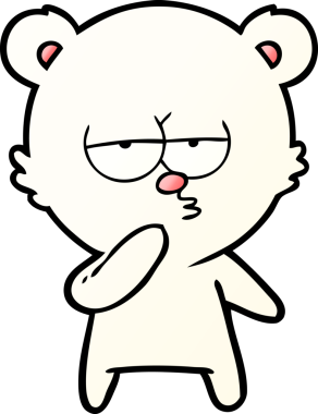 Bir insan tarafından çizilmiş sıkılan kutup ayısı çizgi filmi.