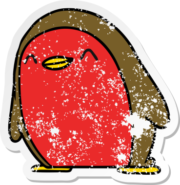 Bir insan tarafından çizilmiş serbest sticker çizgi film Şirin kawaii kırmızı robin