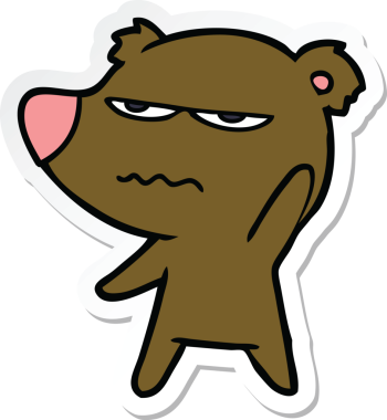 Bir insan tarafından çizilmiş kızgın bir ayı çizgi filminin çıkartması.