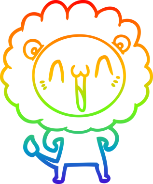 gökkuşağı gradyanı çizimi bir insan tarafından çizilmiş mutlu bir karikatür aslanı