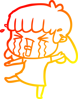 Bir insan tarafından çizilmiş göz yaşları içindeki çizgi film kadını çizimi.