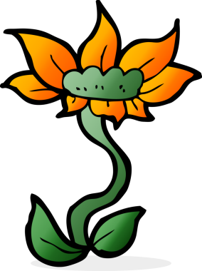 Bir insan tarafından çizilmiş karikatür çiçeği