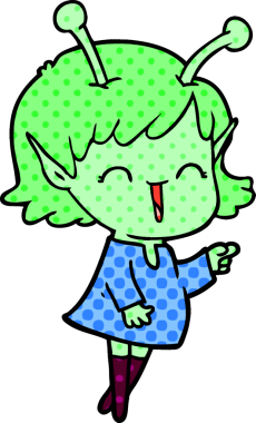 Bir insan tarafından çizilmiş uzaylı kız.