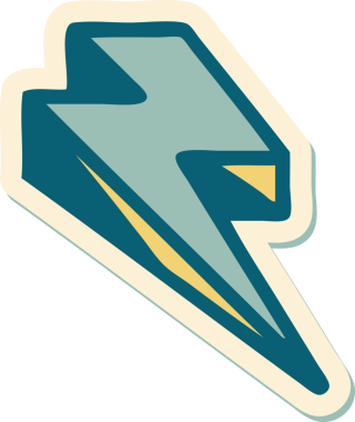 Bir insan tarafından çizilmiş geleneksel yıldırım stili dövme etiketi