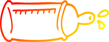 Bir insan tarafından çizilmiş karikatür bebek şişesinin sıcak çizgi çizimi