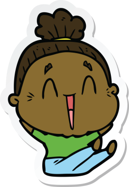 Bir insan tarafından çizilmiş mutlu yaşlı bir kadının çıkartması.