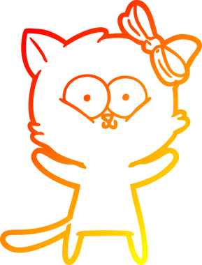 Bir insan tarafından çizilmiş çizgi film kedisinin sıcak çizgi çizimi