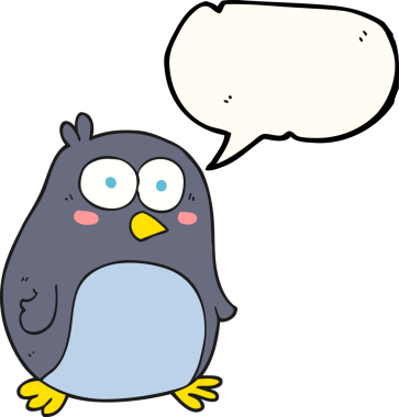 Bir insan tarafından çizilmiş serbest konuşma balonu karikatürü pengueni