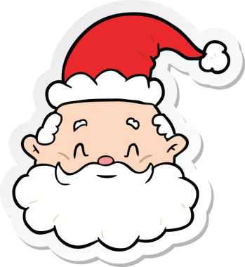 Bir insan tarafından çizilmiş Noel Baba çizgi filminin çıkartması.